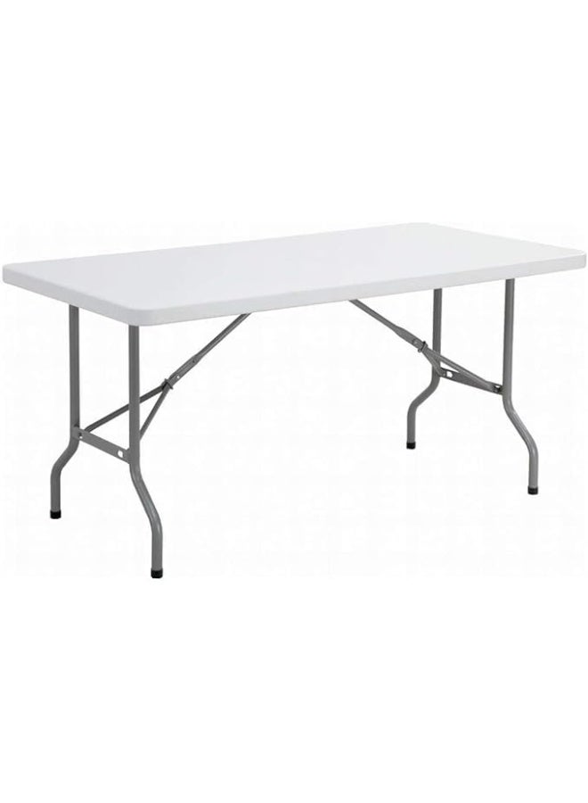 طاولة قابلة للطي خفيفة الوزن، متينة للاستخدام الداخلي والخارجي، لون أبيض - Image 1