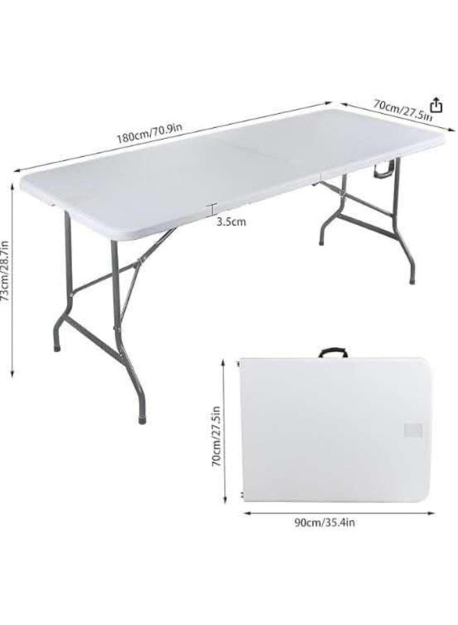 طاولة قابلة للطي خفيفة الوزن، متينة للاستخدام الداخلي والخارجي، لون أبيض - Image 2