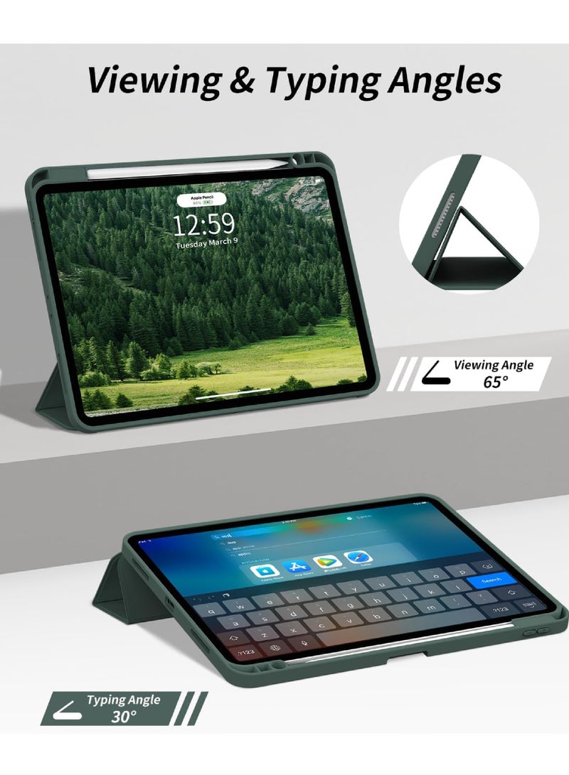 روك بو جراب iPad Pro مقاس 12.9 بوصة 2022/2021/2020 من الجيل السادس / الخامس / الرابع مع حامل أقلام رصاص حافظة ذكية لجهاز iPad تدعم معرف اللمس والاستيقاظ / النوم التلقائي مع شحن قلم رصاص من الجيل الثاني تلقائ - Image 3