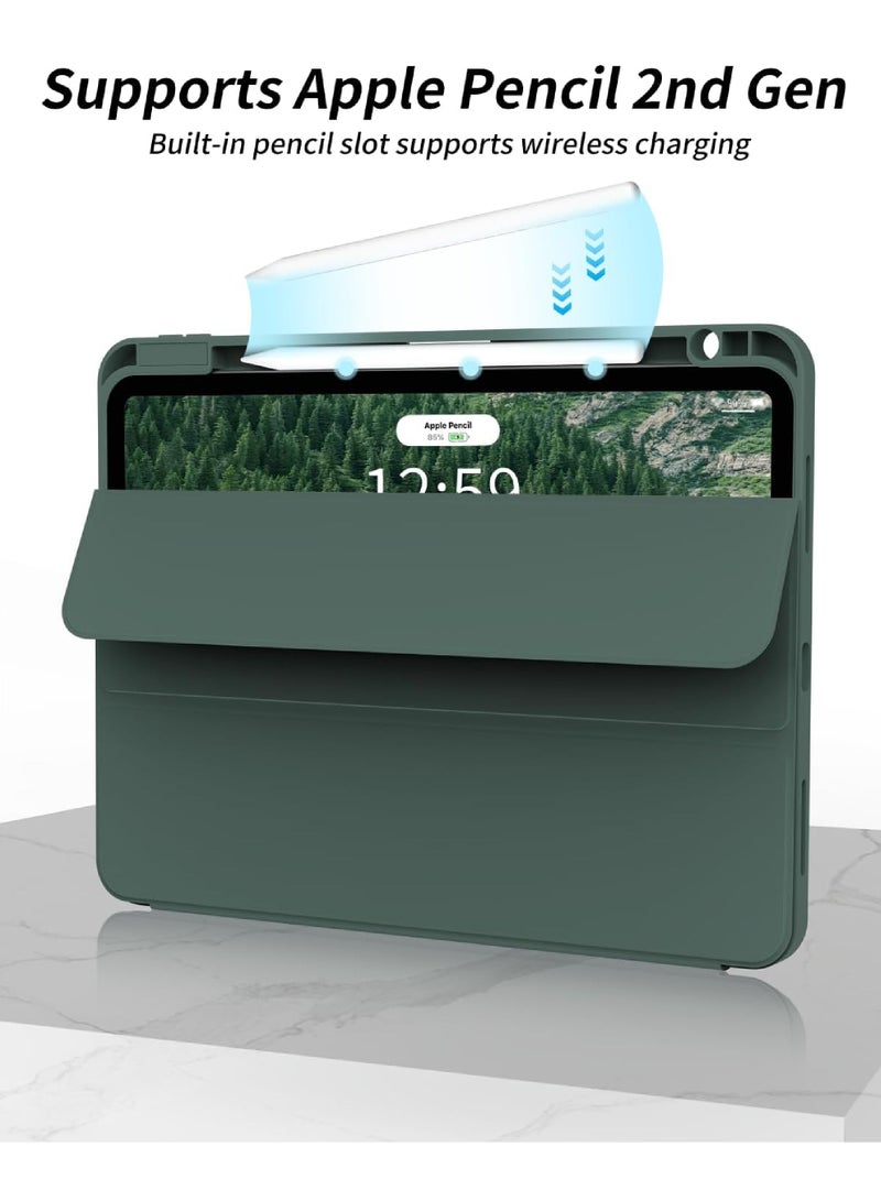 روك بو جراب iPad Pro مقاس 12.9 بوصة 2022/2021/2020 من الجيل السادس / الخامس / الرابع مع حامل أقلام رصاص حافظة ذكية لجهاز iPad تدعم معرف اللمس والاستيقاظ / النوم التلقائي مع شحن قلم رصاص من الجيل الثاني تلقائ - Image 4