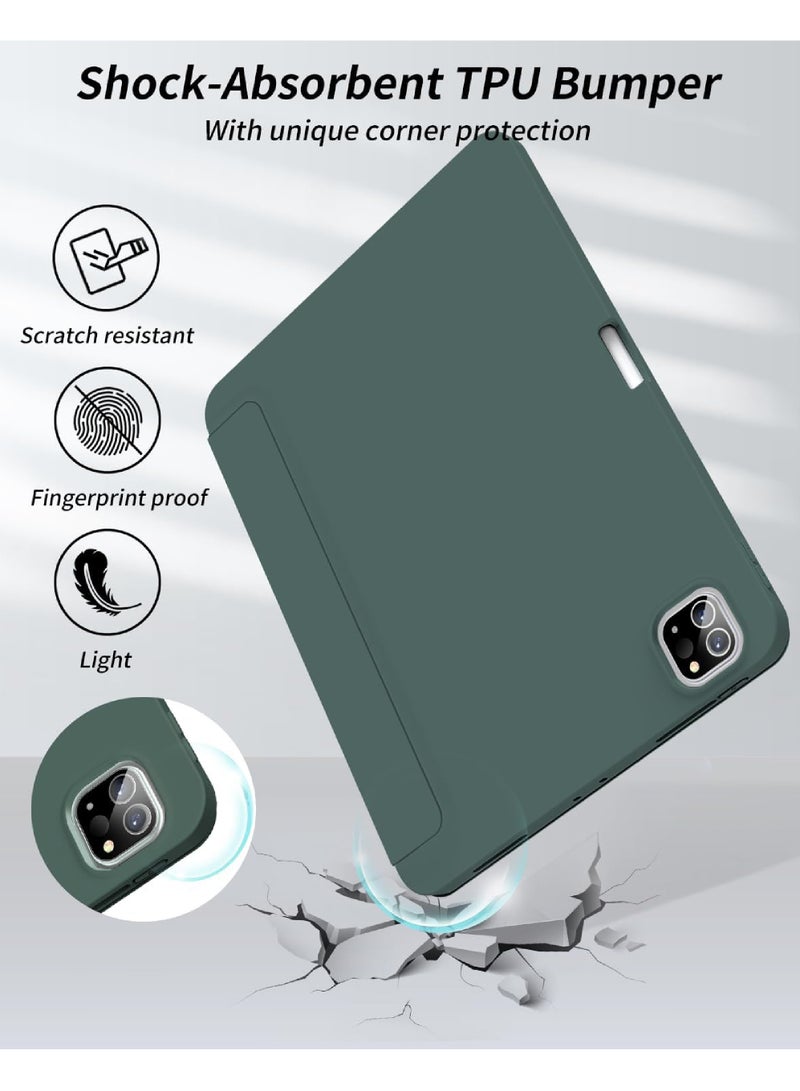 روك بو جراب iPad Pro مقاس 12.9 بوصة 2022/2021/2020 من الجيل السادس / الخامس / الرابع مع حامل أقلام رصاص حافظة ذكية لجهاز iPad تدعم معرف اللمس والاستيقاظ / النوم التلقائي مع شحن قلم رصاص من الجيل الثاني تلقائ - Image 5