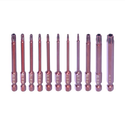 H9 11-PCS Impact Security Torx Bit Set – Magnetic Tamper Resistant Star 6-Point Screwdriver Bits, 1/4'' Hex Shank, 75mm Long, S2 Steel, Sizes T6-T40 - Image 5