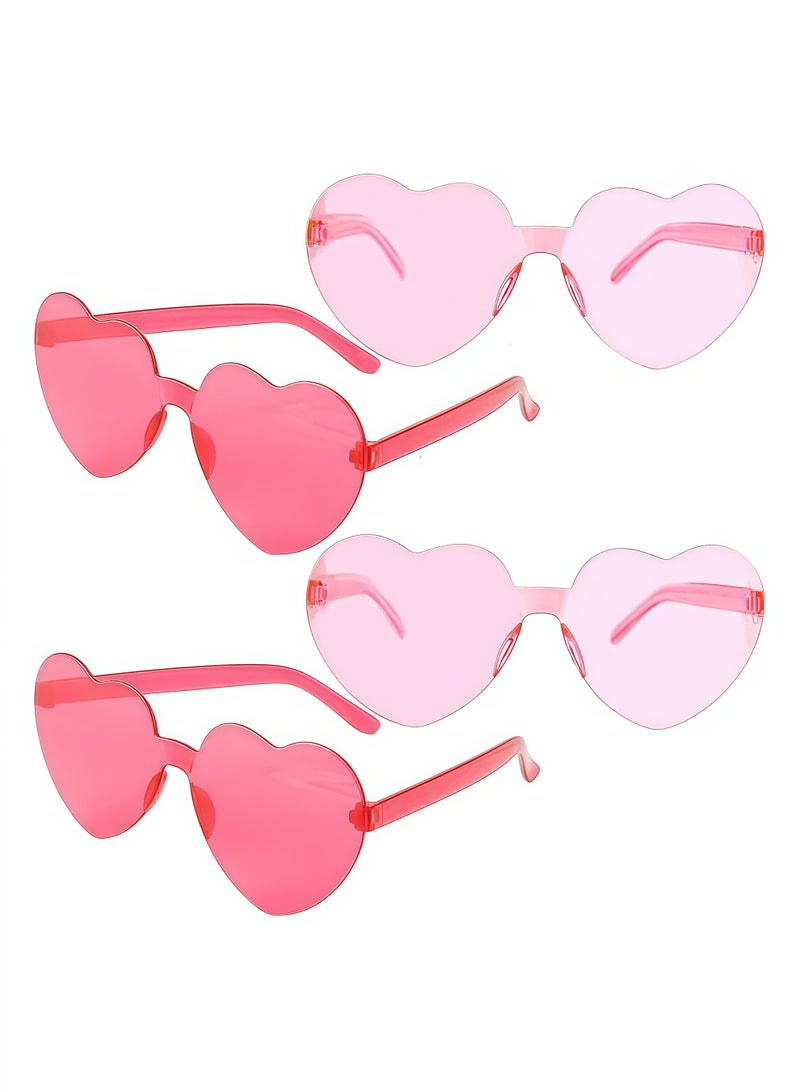 4PCS Heart-Shaped Sunglasses for Women, Pink and Purple Party Glasses for Costume and Fashion - Image 1