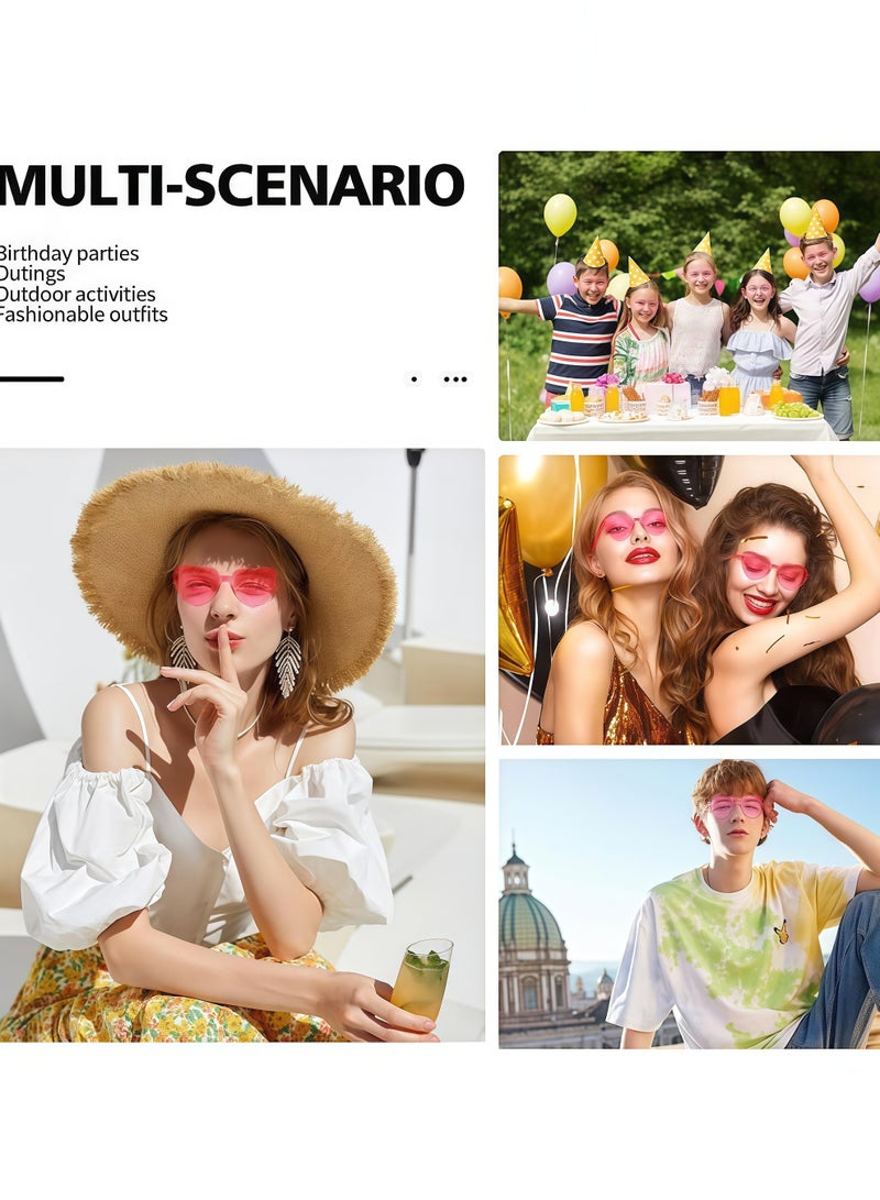 4PCS Heart-Shaped Sunglasses for Women, Pink and Purple Party Glasses for Costume and Fashion - Image 5