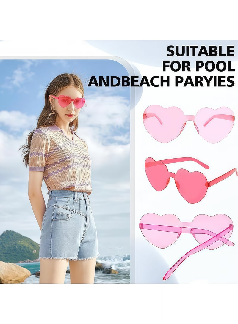 4PCS Heart-Shaped Sunglasses for Women, Pink and Purple Party Glasses for Costume and Fashion - Image 2