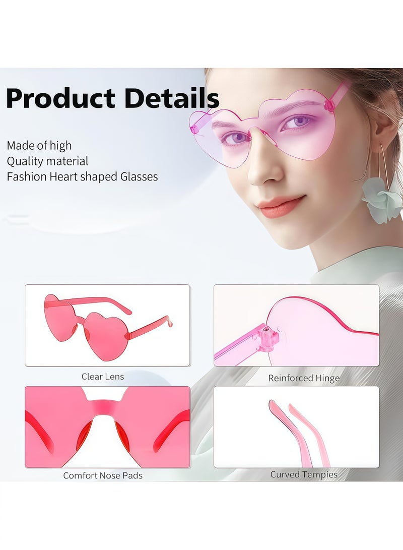 4PCS Heart-Shaped Sunglasses for Women, Pink and Purple Party Glasses for Costume and Fashion - Image 4