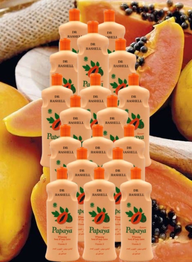 RASHELL 18 Pieces Extract Papaya Whitening Hand And Body Lotion 600ML - Image 1