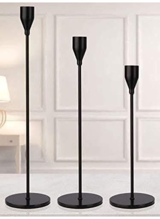 Elegant tapered metal candle holder – luxurious decor for weddings, dinner tables and special occasions HR (black) - Image 5