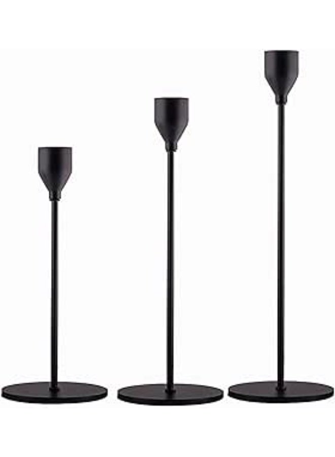 Elegant tapered metal candle holder – luxurious decor for weddings, dinner tables and special occasions HR (black) - Image 1