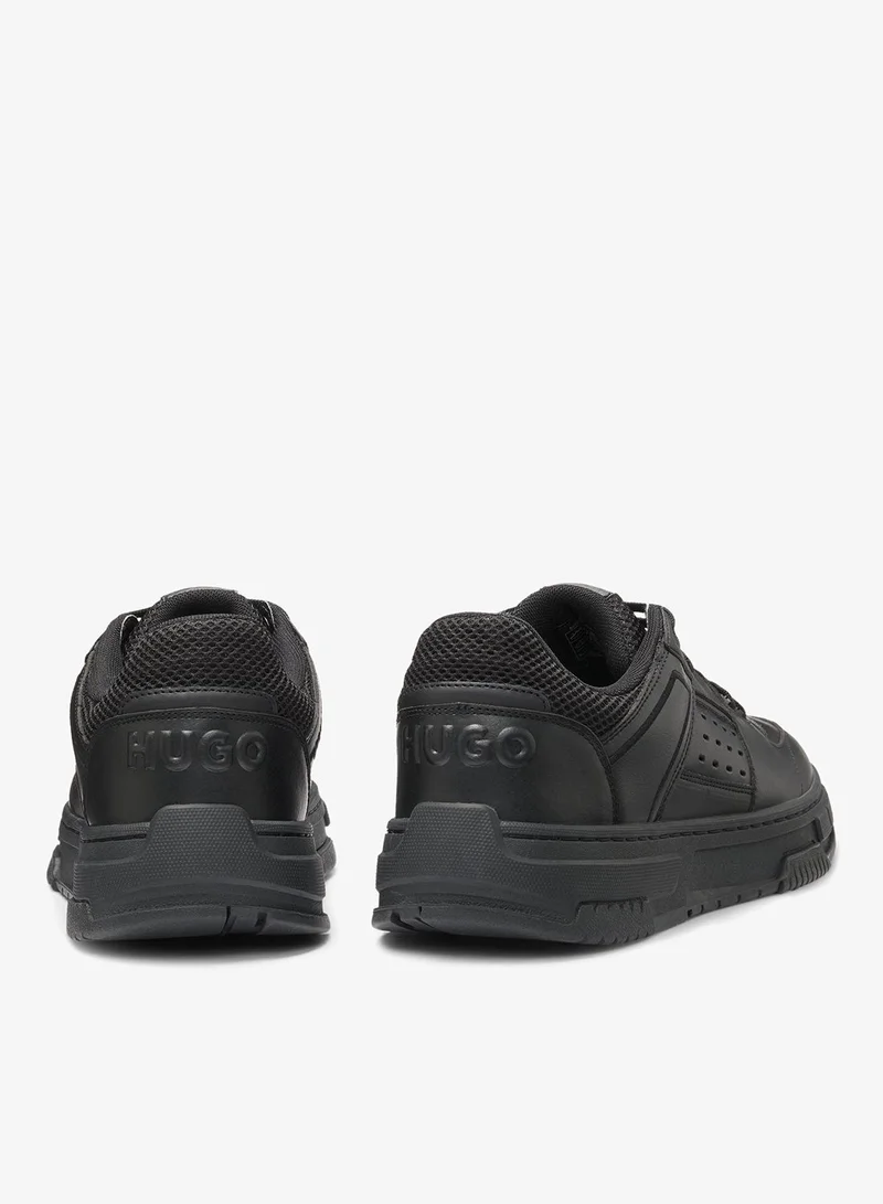 HUGO Mesh-trim trainers in faux leather