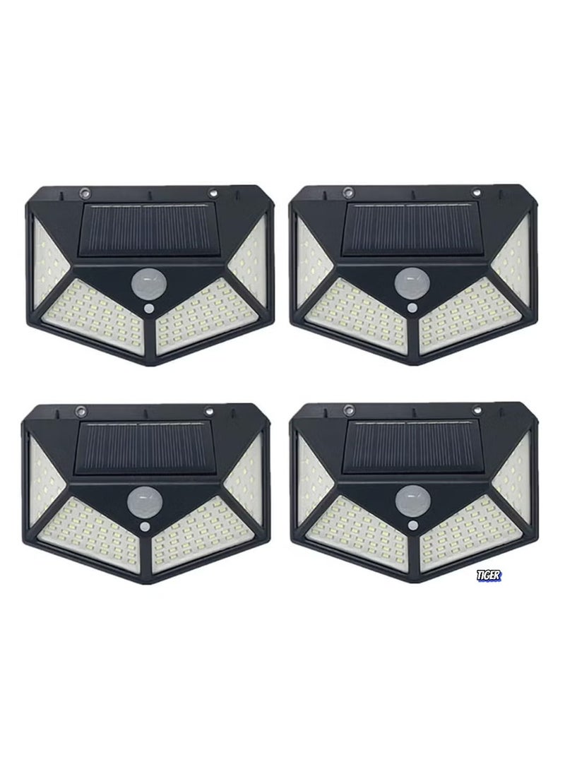 TIGER - NEW Garden Solar Lights with 100LED and 3 Modes – IP65 Waterproof Outdoor Lighting with 270° Coverage and Motion Sensor, Perfect for Backyard, Fence, Patio, Front Door (4 Pack) - Image 1