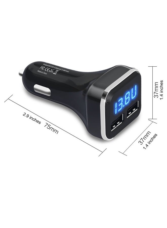 Jebsens 4.8A 24W Dual USB Car Charger Volt Meter Car Battery Monitor with LED Voltage & Amps Display, for iPhone 7 / 6s / Plus, iPad Pro/Air 2 / Mini, Galaxy S7 / S6 / Edge/Plus, Note 5/4 - Image 2