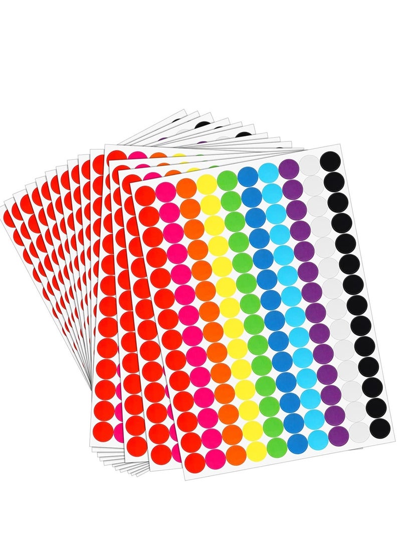SYOSI Dot Sticker Label Round Polka Circle Mega Bundle in Assorted 10color Color Coding Circle Dot Labels Color Coding Labels Round Self-Adhesive Colored Circle Dot Stickers 20 Sheets  - Image 1