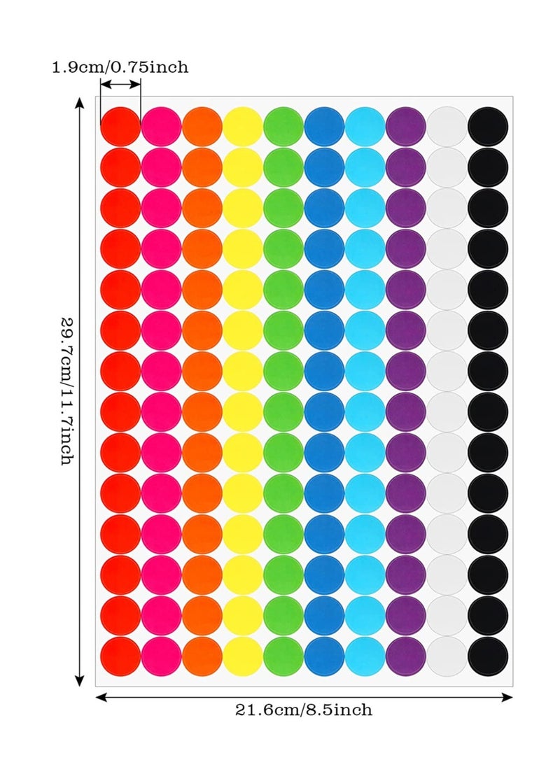 SYOSI - Dot Sticker Label Round Polka Circle Mega Bundle in Assorted 10color Color Coding Circle Dot Labels Color Coding Labels Round Self-Adhesive Colored Circle Dot Stickers 20 Sheets - Image 1