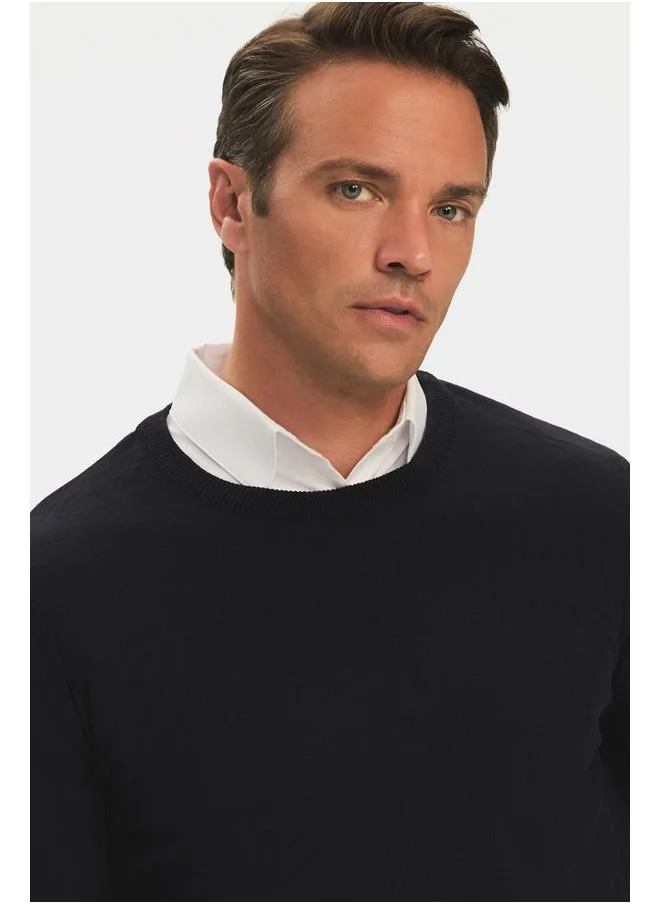 جون June Men Regular Fit Crew Neck Basic Knitwear Sweater Navy