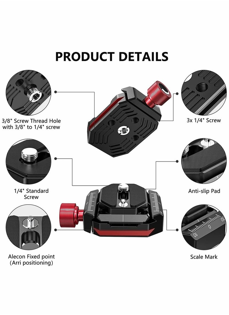 Generic - Arca Swiss Quick Release Plate with 1/4" to 3/8" Screw Thread, Aluminum QR Plate System Camera Mount Clamp Adapter for DSLR Camera Tripod Monopod(38mm) - Image 1