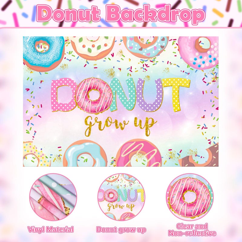 Winrayk 131Pcs Donut Birthday Party Decorations Supplies for Girls, Donut Balloon Garland Arch Kit Grow Up Backdrop Tablecloth Star Sprinkle Foil Balloons, Kids Baby Shower Sweet One Party Decorations - Image 4