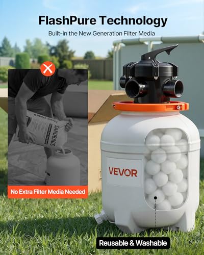 VEVOR FlashPure Sand Filter Pump, 12 in for Above Ground Pool, 0.5 HP 3000 GPH, Swimming Pool Filter System with Timer, 6X Faster Filtration, Media Installed, Leak-Resistant, Ready to Use Out of Box - Image 3