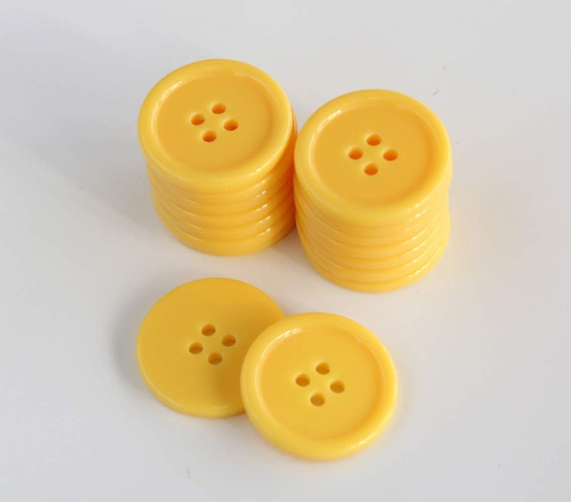 GANSSIA 1 Inch (25mm) Yellow Buttons Sewing Flatback Button for Sewing or DIY Crafts Pack of 50 - Image 5