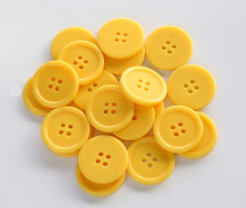 GANSSIA 1 Inch (25mm) Yellow Buttons Sewing Flatback Button for Sewing or DIY Crafts Pack of 50 - Image 4