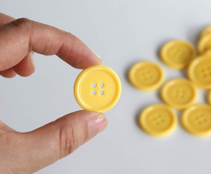 GANSSIA 1 Inch (25mm) Yellow Buttons Sewing Flatback Button for Sewing or DIY Crafts Pack of 50 - Image 3
