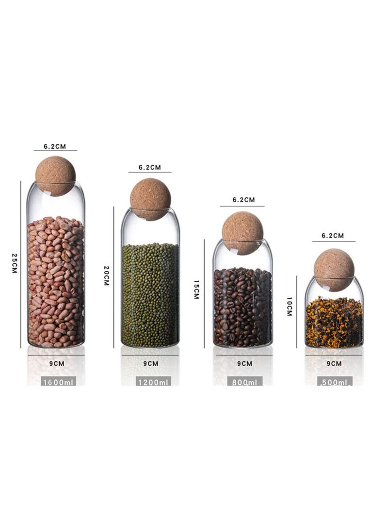 GGEROU Glass Jar with Ball Cork Lid, Glass Canister with Wood Lid, Storage Container Jars for Coffee, Tea, Spice, Sugar, Salt, Set of 3 (1600ml) - Image 2