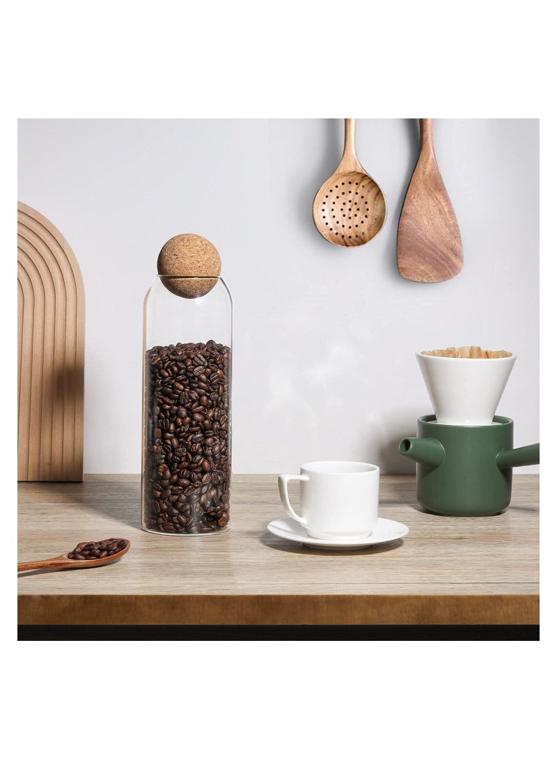 GGEROU Glass Jar with Ball Cork Lid, Glass Canister with Wood Lid, Storage Container Jars for Coffee, Tea, Spice, Sugar, Salt, Set of 3 (1600ml) - Image 5