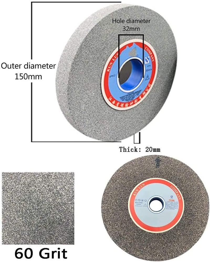 Bench Grinder Wheels, Bench Grinding Wheel Brown Corundum 150mm x 32mm 20mm 46-100 Grit(60 Grit) - Image 2