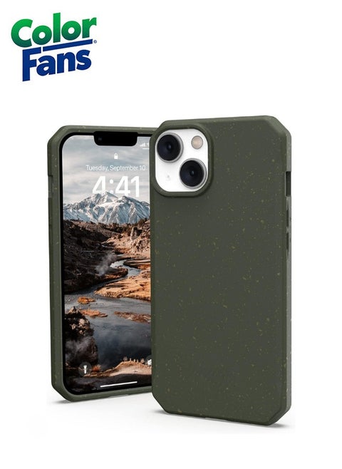 Apple iPhone 14 Plus Case 6.7" Outback Bio Ultra Thin Eco-Friendly Protective Cover Fully Biodegradable and Compostable Compatible with Wireless Charging - Olive