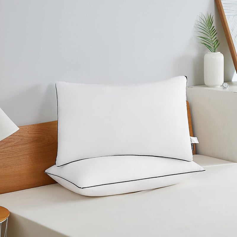 Bed Pillows 2 Pack Hotel Collection Luxury Soft Inserts for Sleeping-Breathable and Comfortable for Stomach Back Sleepers, Queen (Pack of 2), Black 2 Count