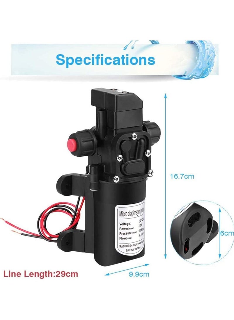 Y&D High Pressure Water Pump Self Priming Sprayer 116Psi 60W PSI Fresh Diaphragm with Hose Clamps for Camper Marine Boat  - Image 4