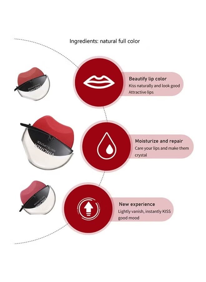 VINCINER - Lazy Velvet Matte Lipstick-Lip shaped lipstick,easy to apply,long-lasting and non-fading matte effect matte lipstick (Red) #03 - Image 1