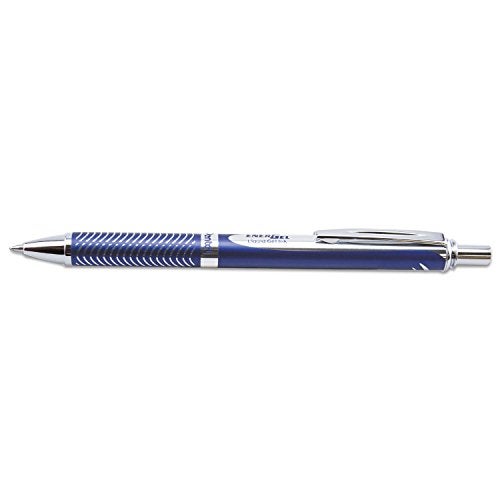 PENTEL EnerGel Alloy RT Retractable Liquid Gel Pen.7mm, Blue Barrel, Black Ink (BL407CA) - Image 5