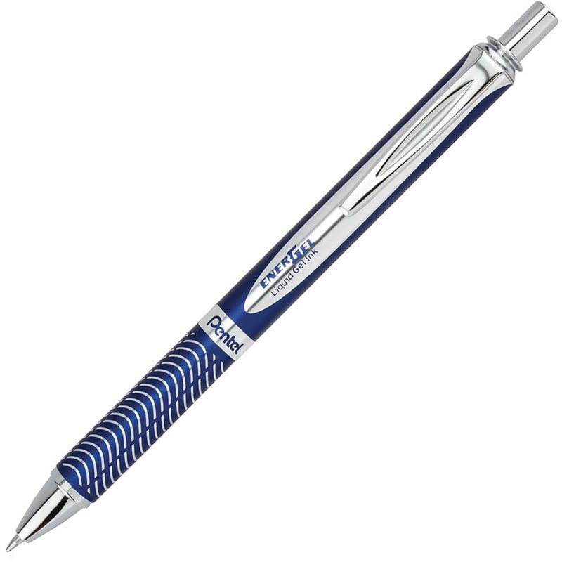 PENTEL EnerGel Alloy RT Retractable Liquid Gel Pen.7mm, Blue Barrel, Black Ink (BL407CA) - Image 4