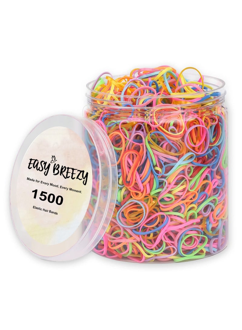 EASY BREEZY 1500 Pcs Colorful Mini Elastic Hair Ties – Soft Rubber Bands for Baby Girls & Kids | No Pull Ponytail Holders | Gentle, Durable Polybands - Image 1