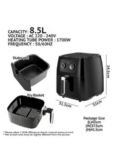 sokany Air Fryer with Nonstick Pan for Frying, 8.5 Liters - Black and Grey  - Image 2