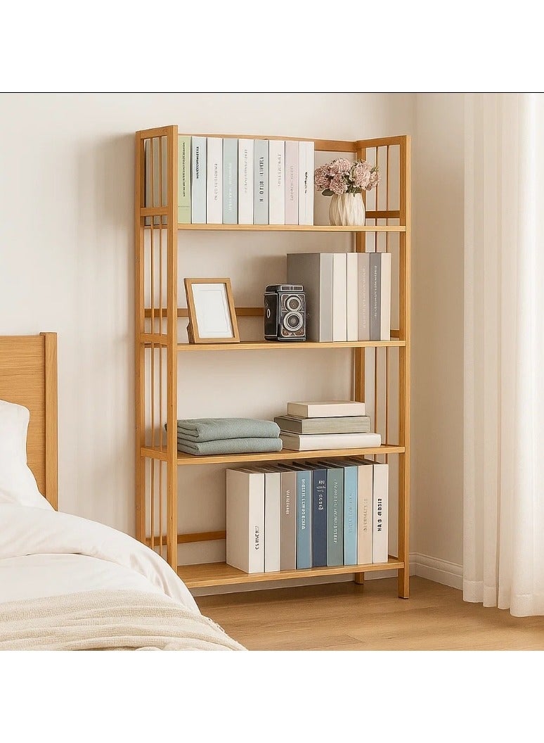 LINGWEI 4-Tier Wooden Bookshelf Cabinet Durable & Stylish Shelving Unit  - Image 1