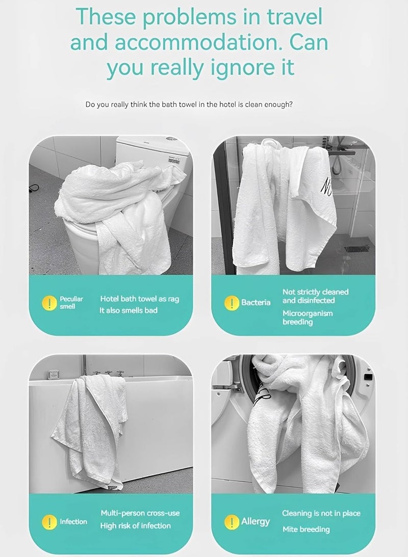 Plush Disposable Bath Towels Set of 2 Packags,Luxury Cheap Large Bathroom Towels Robe,White Soft Clean Skin Club Face Towels (Bath Towel [70 * 140cm][2 Packs]) - Image 3