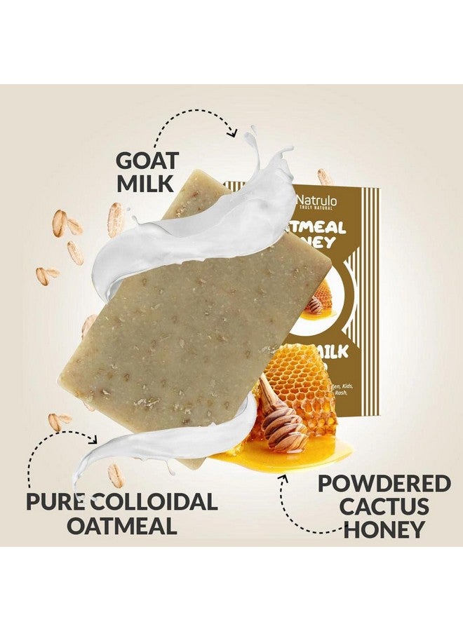 Natrulo Cactus Honey & Oats Goat'S Milk Soap Bar 4 Oznatural Bar Soap For Women Men Kids Itchy Skin Eczema Psoriasis Rash Sunburn Skincarecalming Colloidal Oatmeal Face Cleanser & Body Wash - Image 4