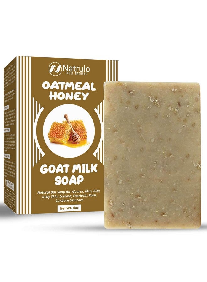 Natrulo Cactus Honey & Oats Goat'S Milk Soap Bar 4 Oznatural Bar Soap For Women Men Kids Itchy Skin Eczema Psoriasis Rash Sunburn Skincarecalming Colloidal Oatmeal Face Cleanser & Body Wash - Image 1