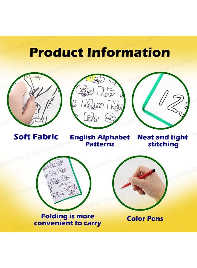 فنبلاست سجادة تلوين فن بلاست الأبجدية الإنجليزية القابلة للغسل، سجادة تلوين للأطفال قابلة لإعادة الاستخدام والغسل، سجادة رسم تخطيطي للأطفال (50 × 50 سم) - Image 3