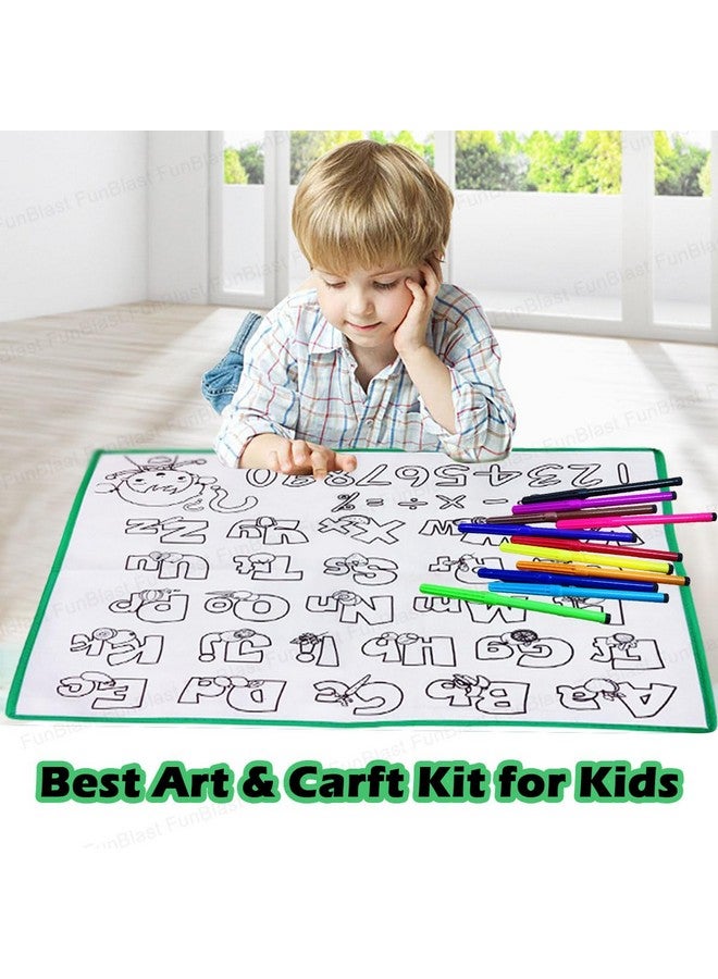 فنبلاست سجادة تلوين فن بلاست الأبجدية الإنجليزية القابلة للغسل، سجادة تلوين للأطفال قابلة لإعادة الاستخدام والغسل، سجادة رسم تخطيطي للأطفال (50 × 50 سم) - Image 5