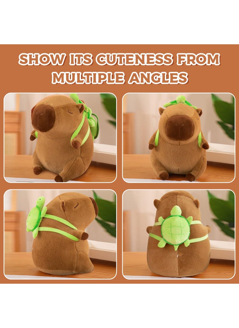 SHINUOER SHINUOER Capybara Plush Cute Capybara Stuffed Animal Kawaii Plush Toy with Turtle Backpack Capybara Gifts Cute Plush Pillow Birthday for Kids Boys Girls 9 Inch  - Image 5