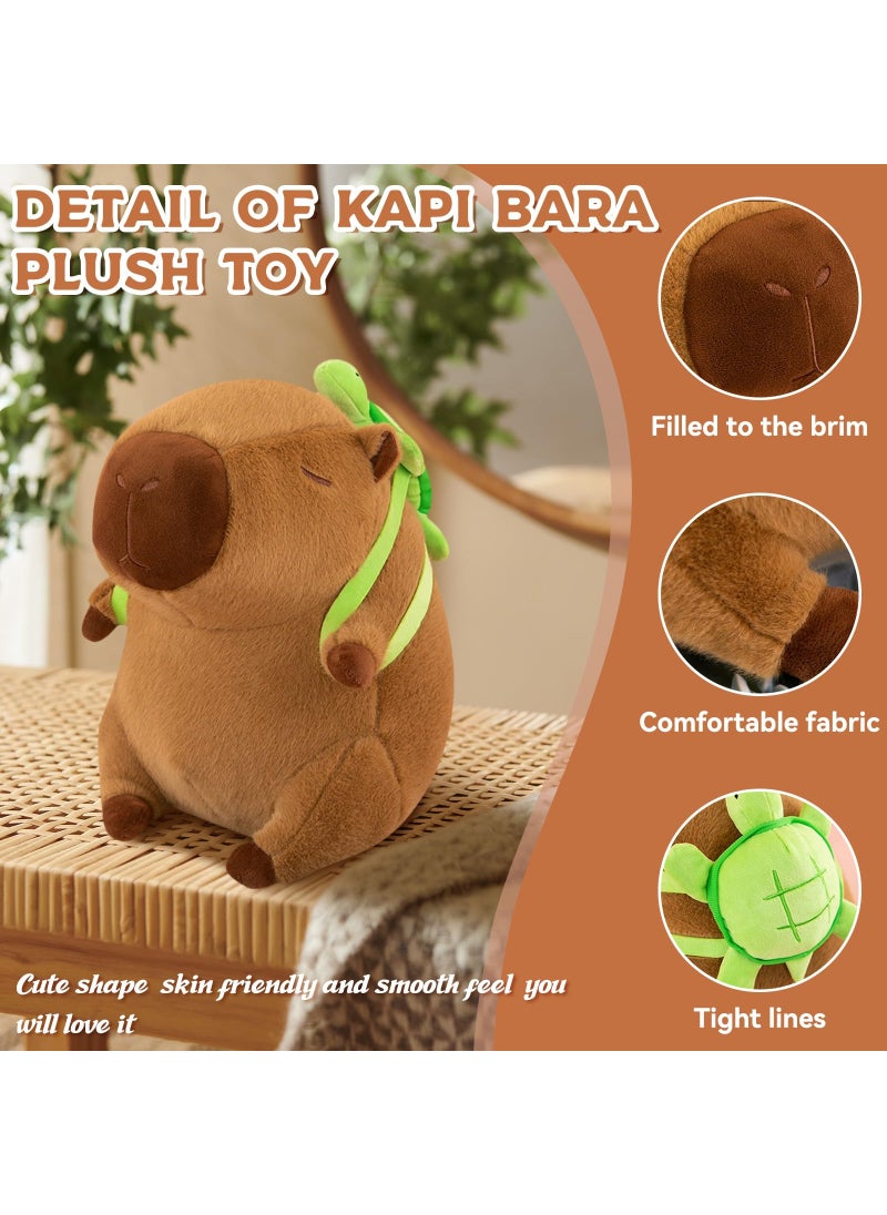 SHINUOER SHINUOER Capybara Plush Cute Capybara Stuffed Animal Kawaii Plush Toy with Turtle Backpack Capybara Gifts Cute Plush Pillow Birthday for Kids Boys Girls 9 Inch  - Image 3