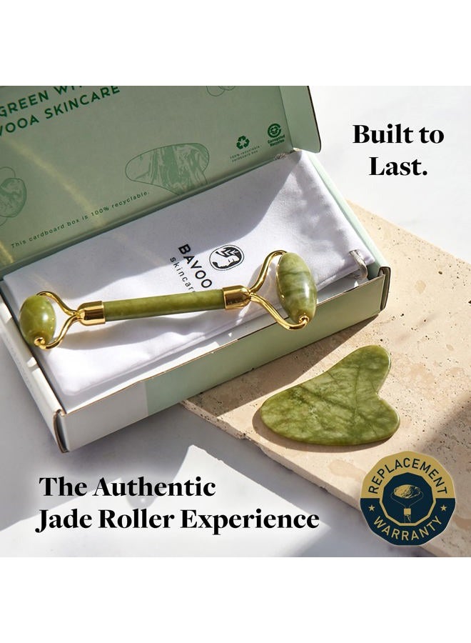 R.E.M. Spring Jade Roller and Gua Sha - Spa Grade Face Roller Massager and Gua Sha Massage Tool Set. 100% Authentic Jade Stone. Reduces Puffiness, Wrinkles and Reveals Your Natural Glow - Image 2