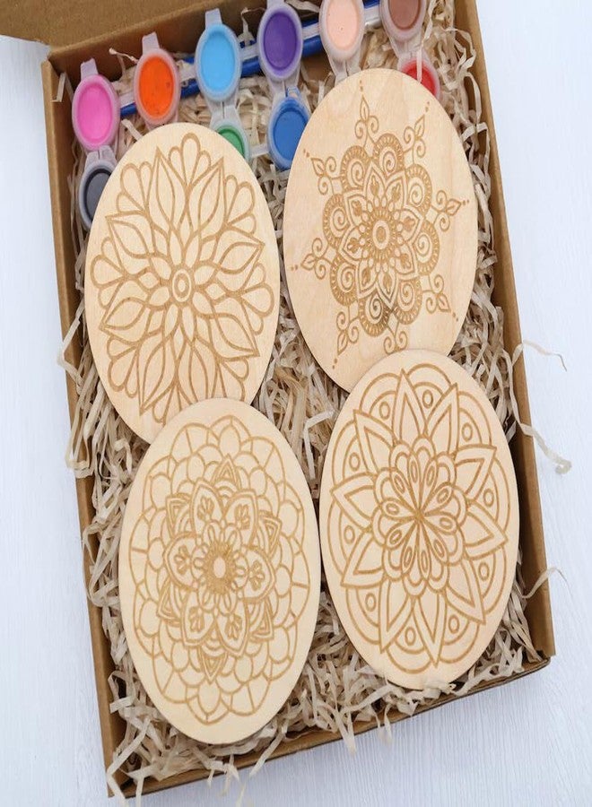 Haoser Wooden Mandala Paint Kit Art and Craft Kit, Painting Brush for Girls Boys 9-12 Years Coaster DIY Kit Set of 6 Beginner Kit | DIY Kit for Birthday Gift|DIY Kit for Mandala Coaster for Craft - Image 1