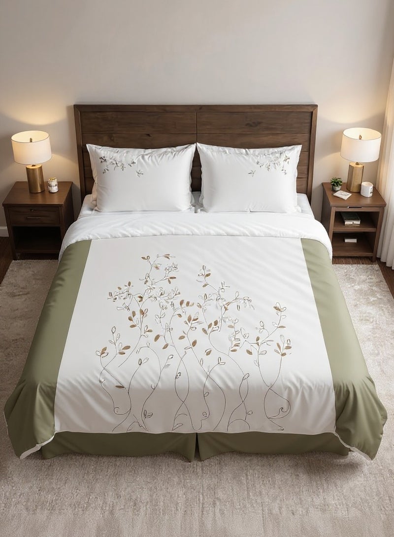 تى ام هوم كفر لحاف مطرز أغصان – قطن طبيعي 100% | 600 عقدة | مفروشات فندقية فاخرة – TM Home - Image 1