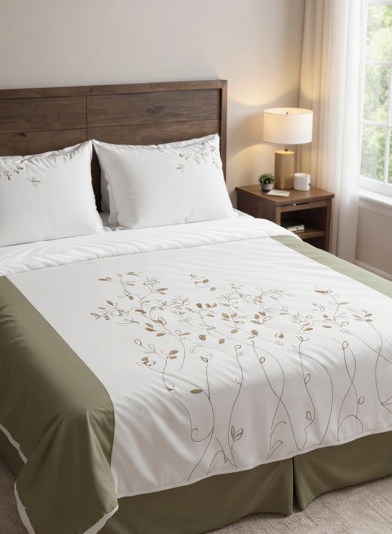 تى ام هوم كفر لحاف مطرز أغصان – قطن طبيعي 100% | 600 عقدة | مفروشات فندقية فاخرة – TM Home - Image 3