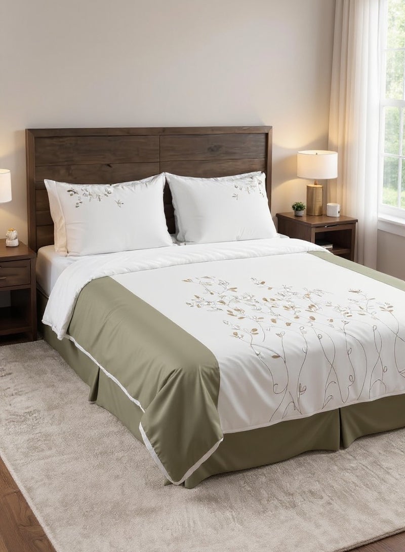 تى ام هوم كفر لحاف مطرز أغصان – قطن طبيعي 100% | 600 عقدة | مفروشات فندقية فاخرة – TM Home - Image 4