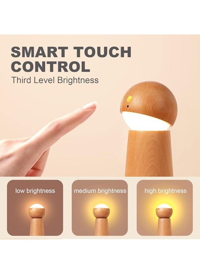 Generic Intelligent voice activated night light, three-level dimmable touch console light, rechargeable LED touch bedside light indoor light, portable wireless wooden night light with USB charging suitable for children in the living room and bedroom(Beech)  - Image 3